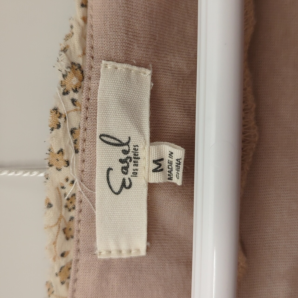 EASEL cream/tan/mauve fall shirt sleeve top - Picture 2 of 7